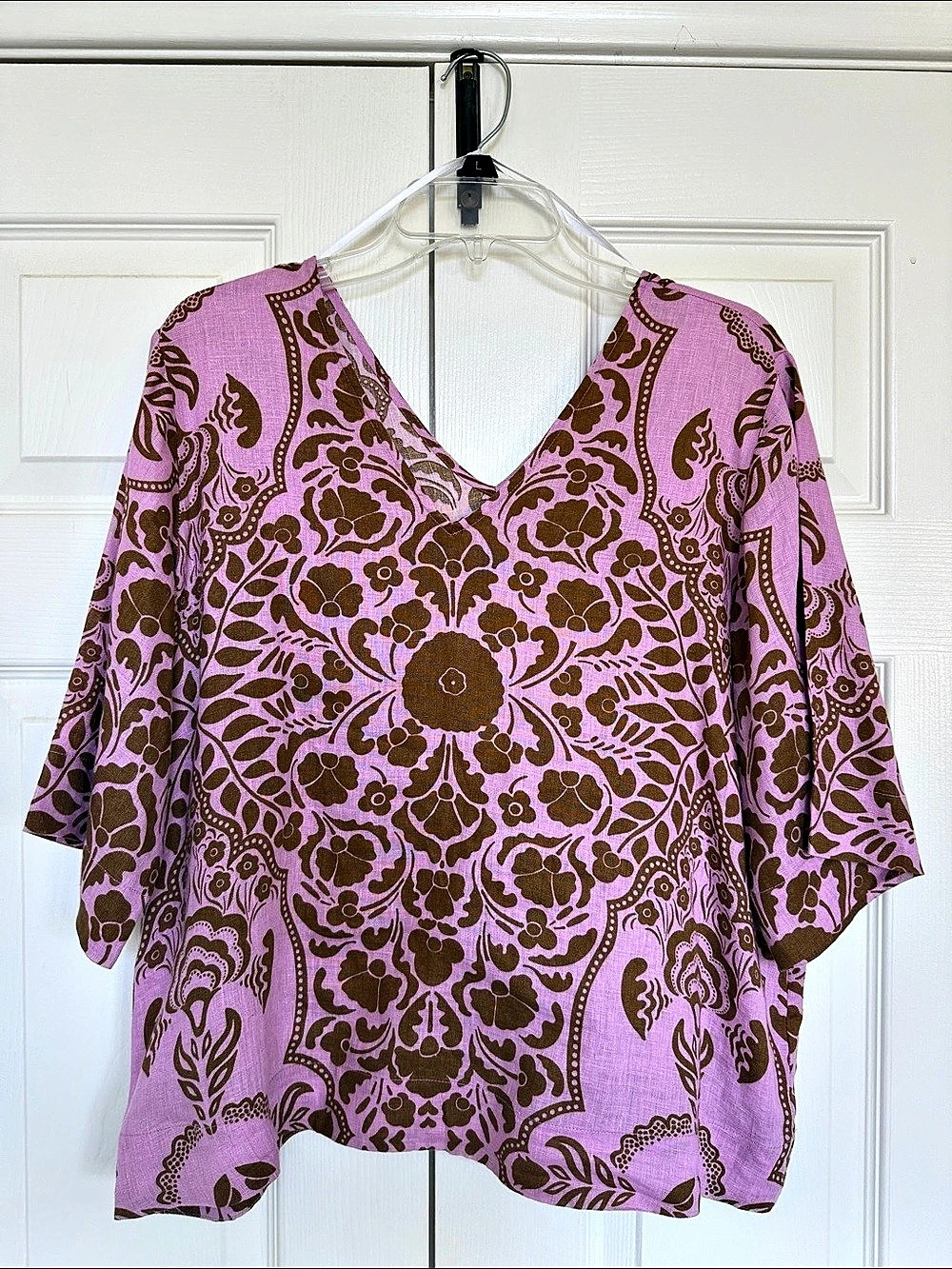 Boden Floral Tunic in Pink & Brown Size Medium Like New